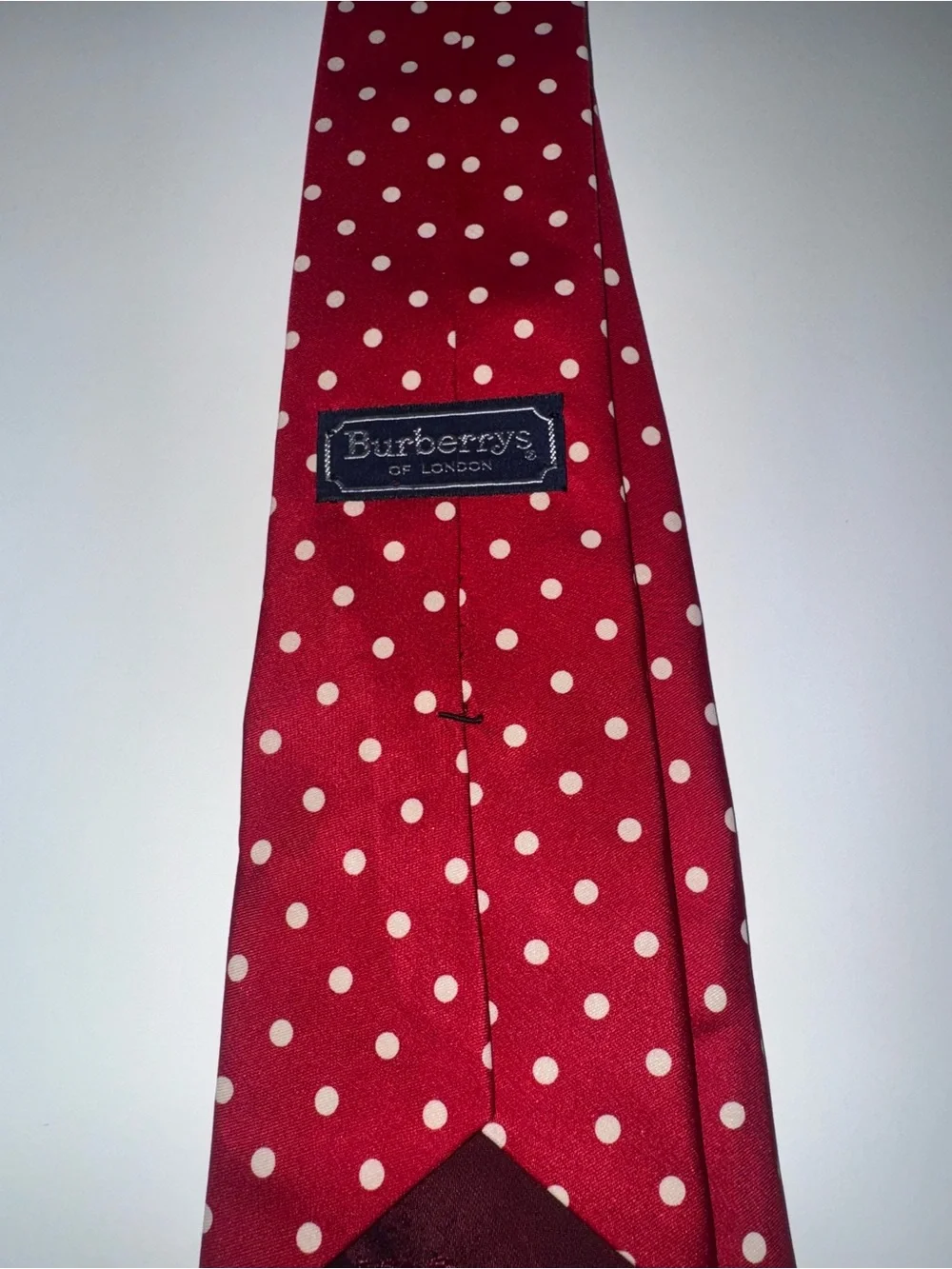 Vintage Burberry’s of London Red Polka Dot Necktie Equestrian Knight Logo